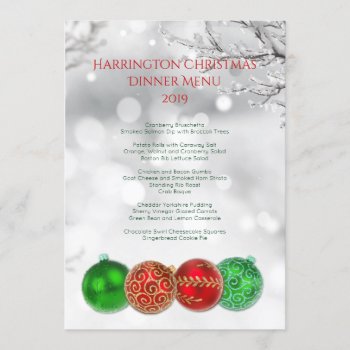Icy Branches Holiday Custom Dinner Menu Template by holiday_store at Zazzle