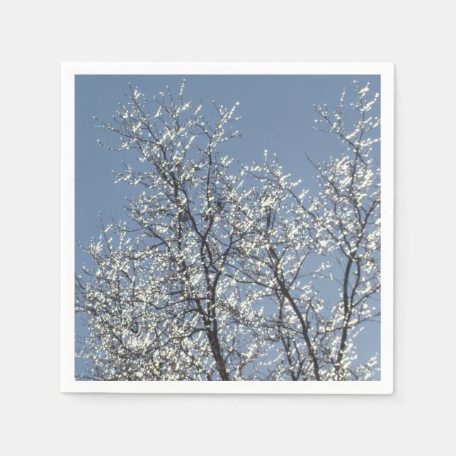 Icy Branches in Winter Blue Sky Napkins (Front)
