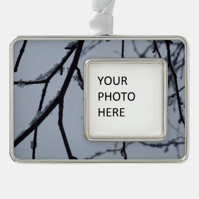 Icy Branches Winter Nature Photography Christmas Ornament (Front)