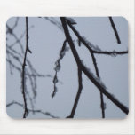 Icy Branches Winter Nature Photography Mouse Pad