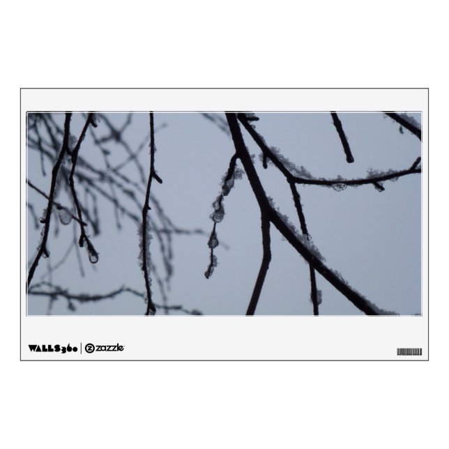 Icy Branches Winter Nature Photography Wall Decal (Front)