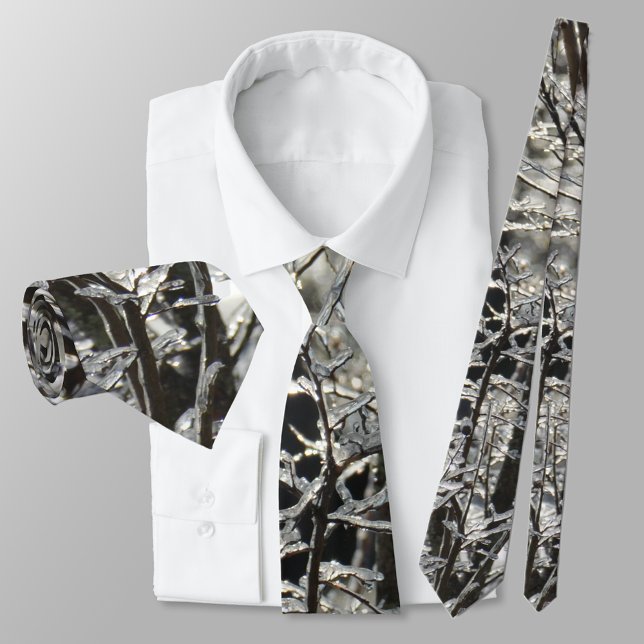 Icy Branches Winter Tree Winter Photography Neck Tie (Creator Uploaded)