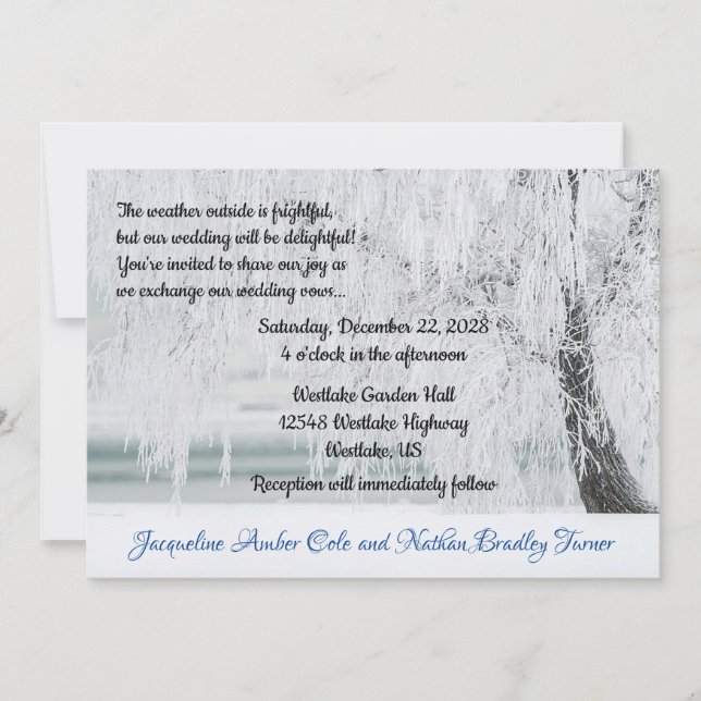 Icy Branches Winter Wonderland Wedding  Invitation (Front)