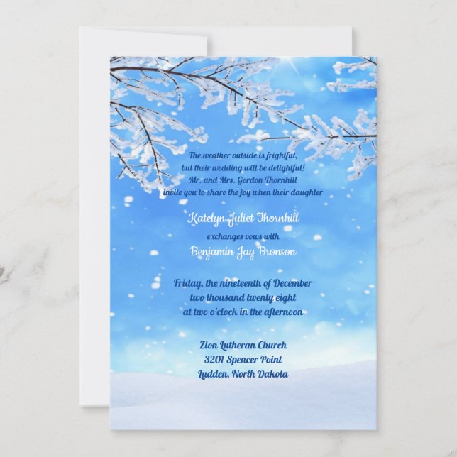 Icy Branches Winter Wonderland Wedding Invitation (Front)