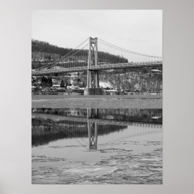 Icy Bridge Tower Reflection Poster (Front)