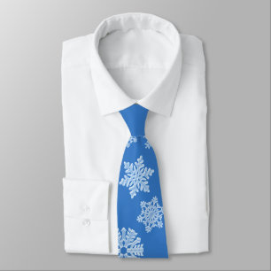 Icy Cool Blue Frozen Winter Snowflakes Christmas Neck Tie