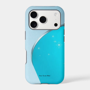 Icy Cyan Luxury Titanium Sparkle Burst iPhone 17 Pro Case