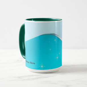 Icy Cyan Luxury Titanium Sparkle Burst Mug