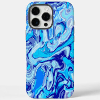 Icy Deep Sea Blue Colorful Abstract Marble Liquid iPhone 16 Pro Max Case
