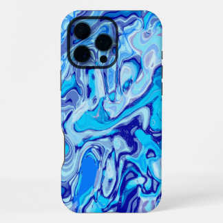 Icy Deep Sea Blue Colorful Abstract Marble Liquid  iPhone 16 Pro Max Case