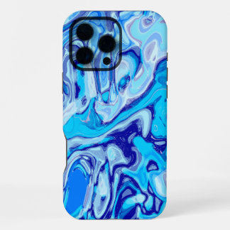 Icy Deep Sea Blue Colorful Abstract Marble Liquid iPhone 16 Pro Max Case