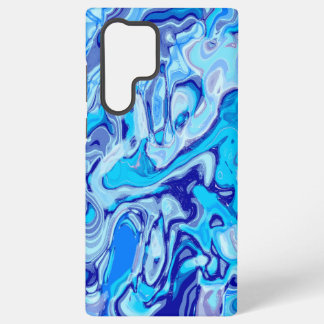 Icy Deep Sea Blue Colorful Abstract Marble Liquid Samsung Galaxy S22 Ultra Case