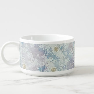 Icy Frost Watercolor Abstract Pattern Ceramic Bowl