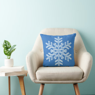Icy Frosty Blue Frozen Snowflake Winter Christmas Throw Pillow