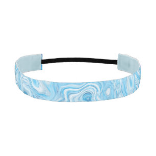 Icy Glacier Blue Marble Texture Abstract Liquid Athletic Headband