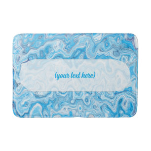 Icy Glacier Blue Marble Texture Abstract Liquid Bath Mat