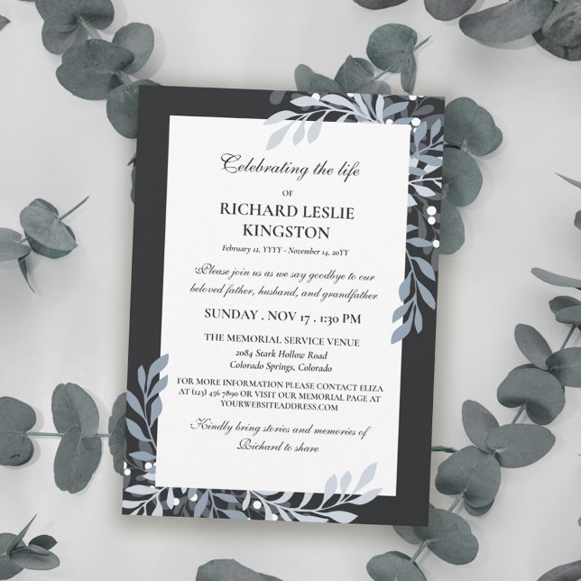 Icy Gray Greenery & White Berries Life Celebration Invitation (Creator Uploaded)