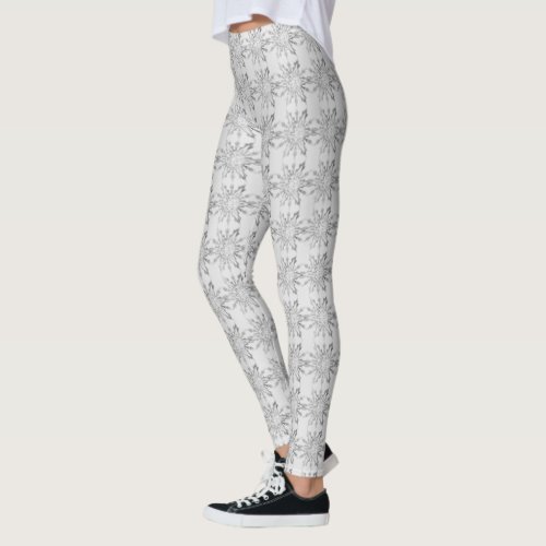 Icy Gray Snowflakes Leggings