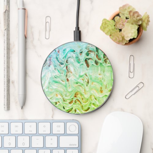 Icy Green Swirls   Wireless Charger