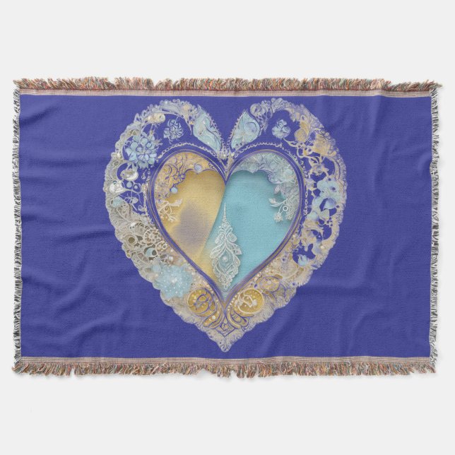 Icy Heart Icy Flame AI art  Throw Blanket (Front)