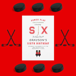 Icy Hockey 6th Birthday Invitation