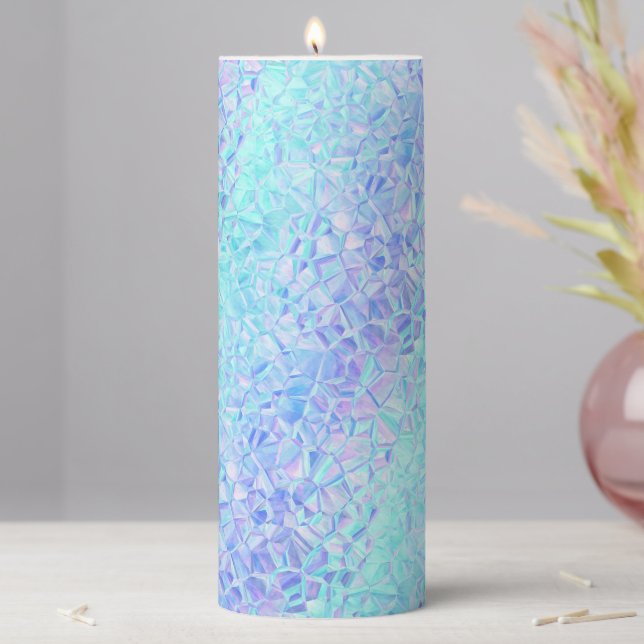 icy iridescence : pillar candle (In Situ)