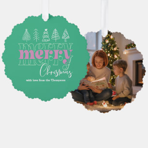 Icy Mint Scribbles Merry Christmas Keepsake Ornament Card