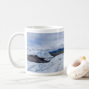 Icy Mountain Glacier Scene with Cloudy Sky Coffee Mug