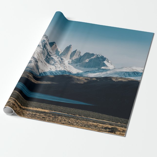 ICY MOUNTAIN SCENERY WRAPPING PAPER (Unrolled)