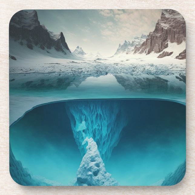 Icy Mountain View Beverage Coaster (Front)