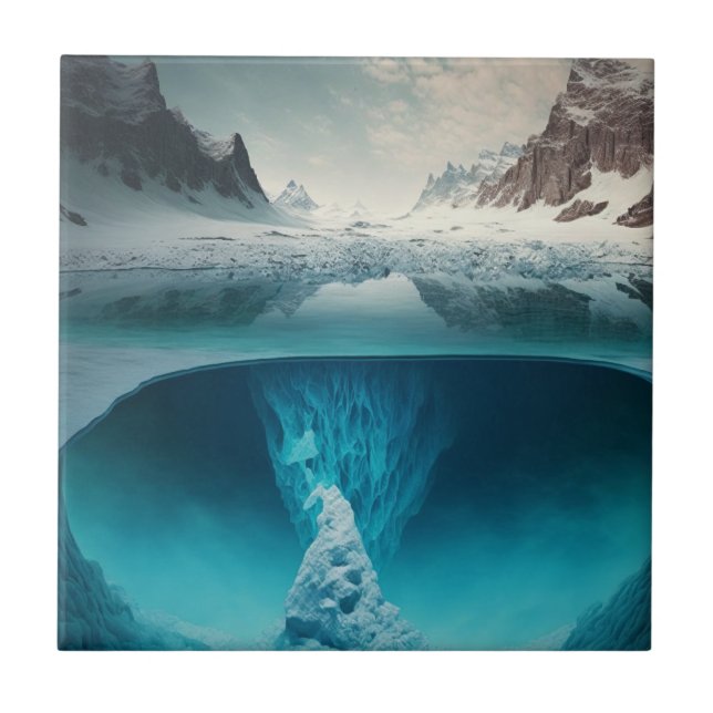 Icy Mountain View Ceramic Tile (Front)