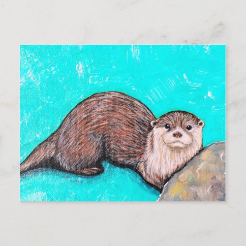Icy Otter Painting Postcard