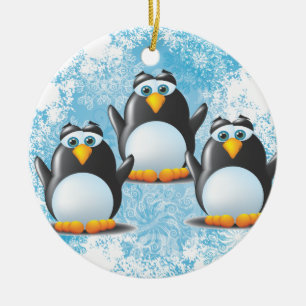 Icy Penguins Ceramic Ornament