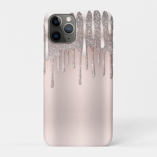 Icy Pink Rose Gold Diamond Glitter Sparkle Drip iPhone 11 Pro Case