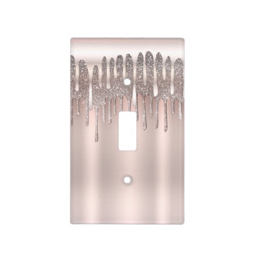 Icy Pink Rose Gold Diamond Glitter Sparkle Drip Light Switch Cover