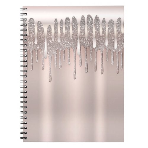 Icy Pink Rose Gold Diamond Glitter Sparkle Drip Notebook