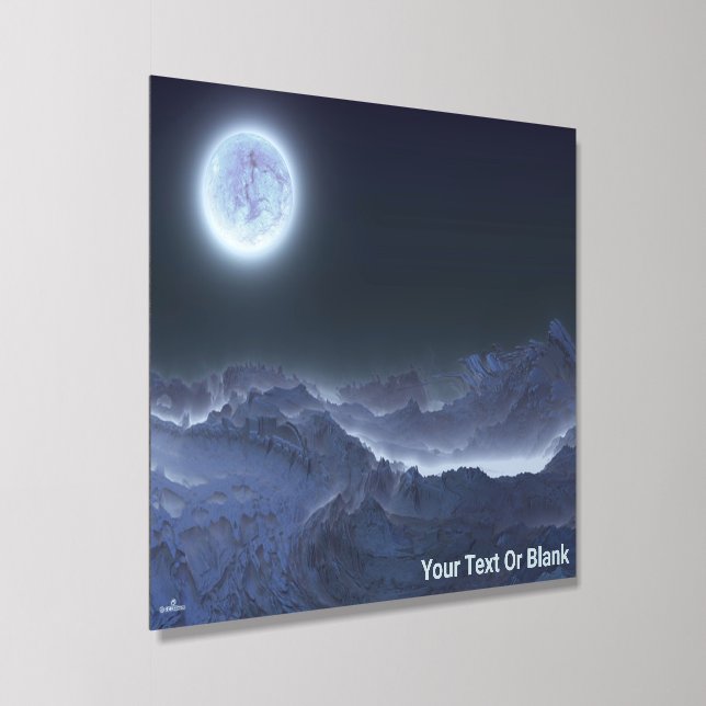 Icy Planet, Frozen Moon Acrylic Photo Tile (Angled)