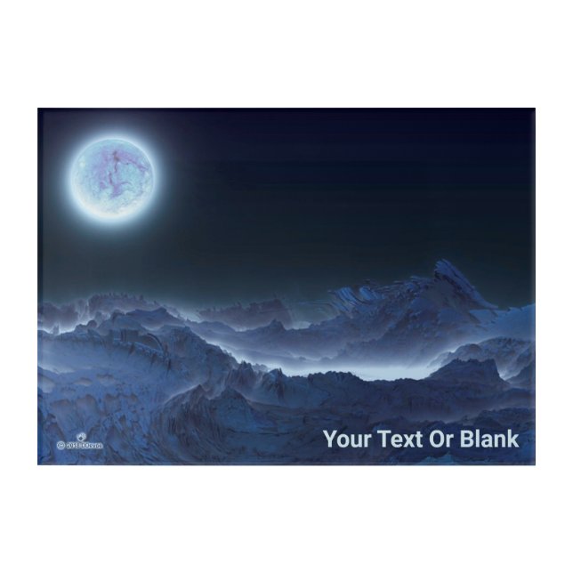 Icy Planet, Frozen Moon Acrylic Print (Front)