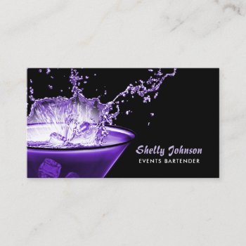 Icy Purple Beverage Splash Edgy Events Bartender Business Card by GirlyBusinessCards at Zazzle