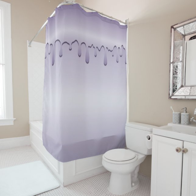 Icy Purple Lavender Drip Glam Girly Shower Curtain (In Situ)
