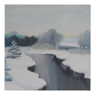 Icy River - a beautiful winter scene at the river Faux Canvas Print
