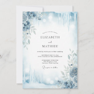 Icy Silver Leaf Wedding Invitation
