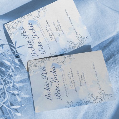Icy snow fairytale wedding engagement invitation 