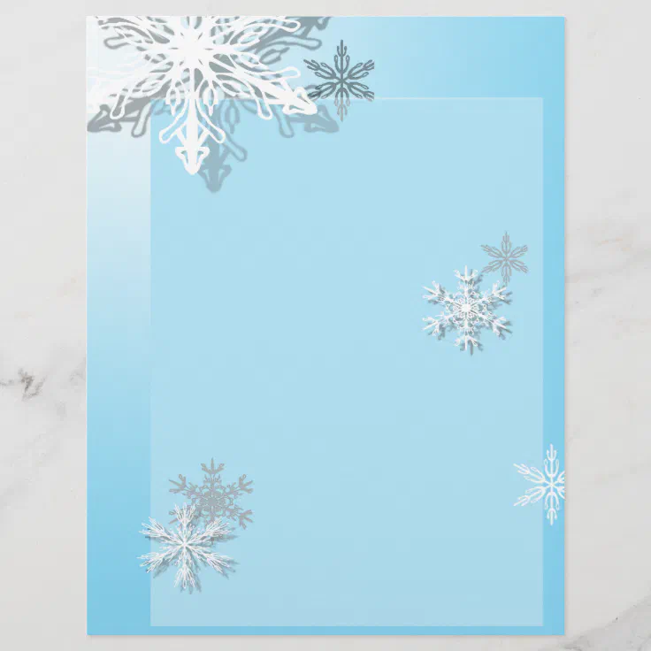 Icy Snowflake Letterhead Stationary | Zazzle