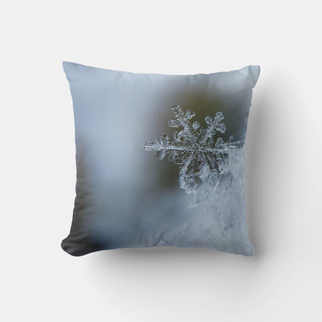 Icy Snowflake Throw Pillow (Front)