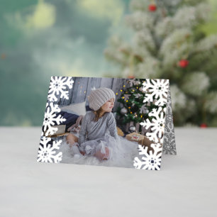 Icy Snowflakes Custom Photo Christmas Foil Holiday Card