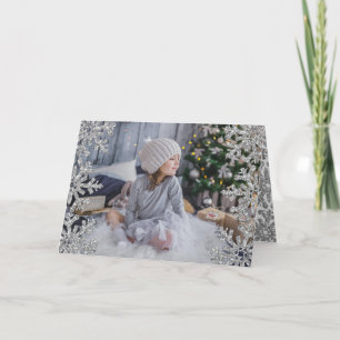 Icy Snowflakes Custom Photo Holiday Card