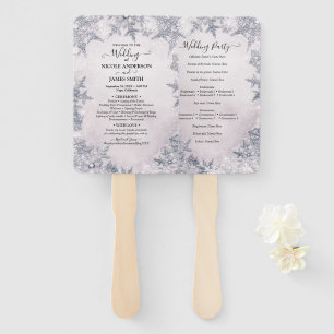 Icy Snowflakes White Winter Wonderland Wedding  Hand Fan