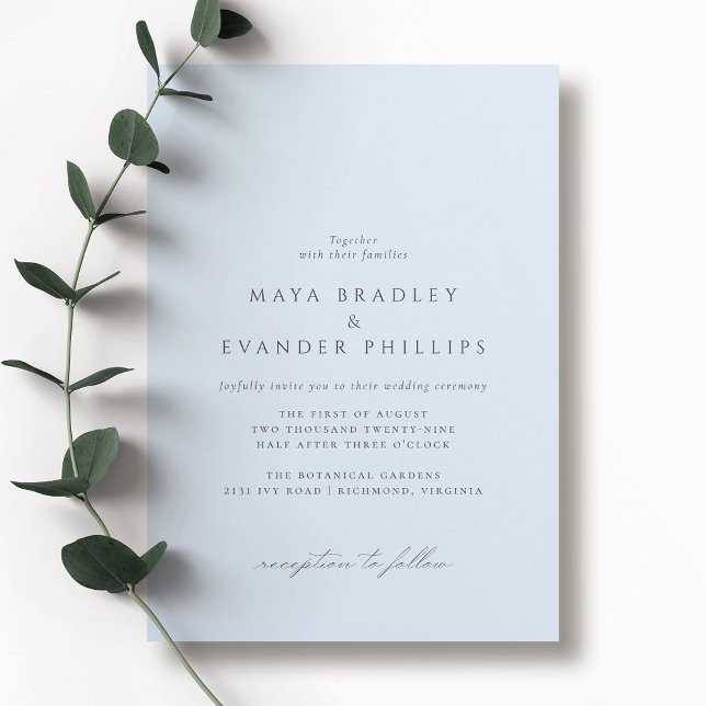 Icy Soft Blue | Airy Elegant Minimalist Wedding Invitation (Creator Uploaded)