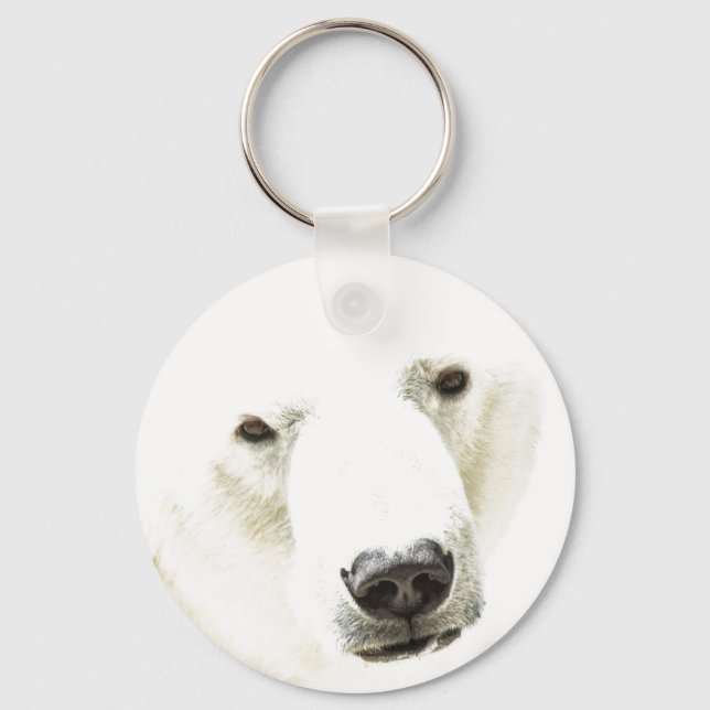 Icy stare of a polar bear keychain (Front)